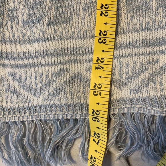Style & Co blue white Aztec fringe 3/4 sleeve sweater NWT Size medium cotton - Picture 6 of 10